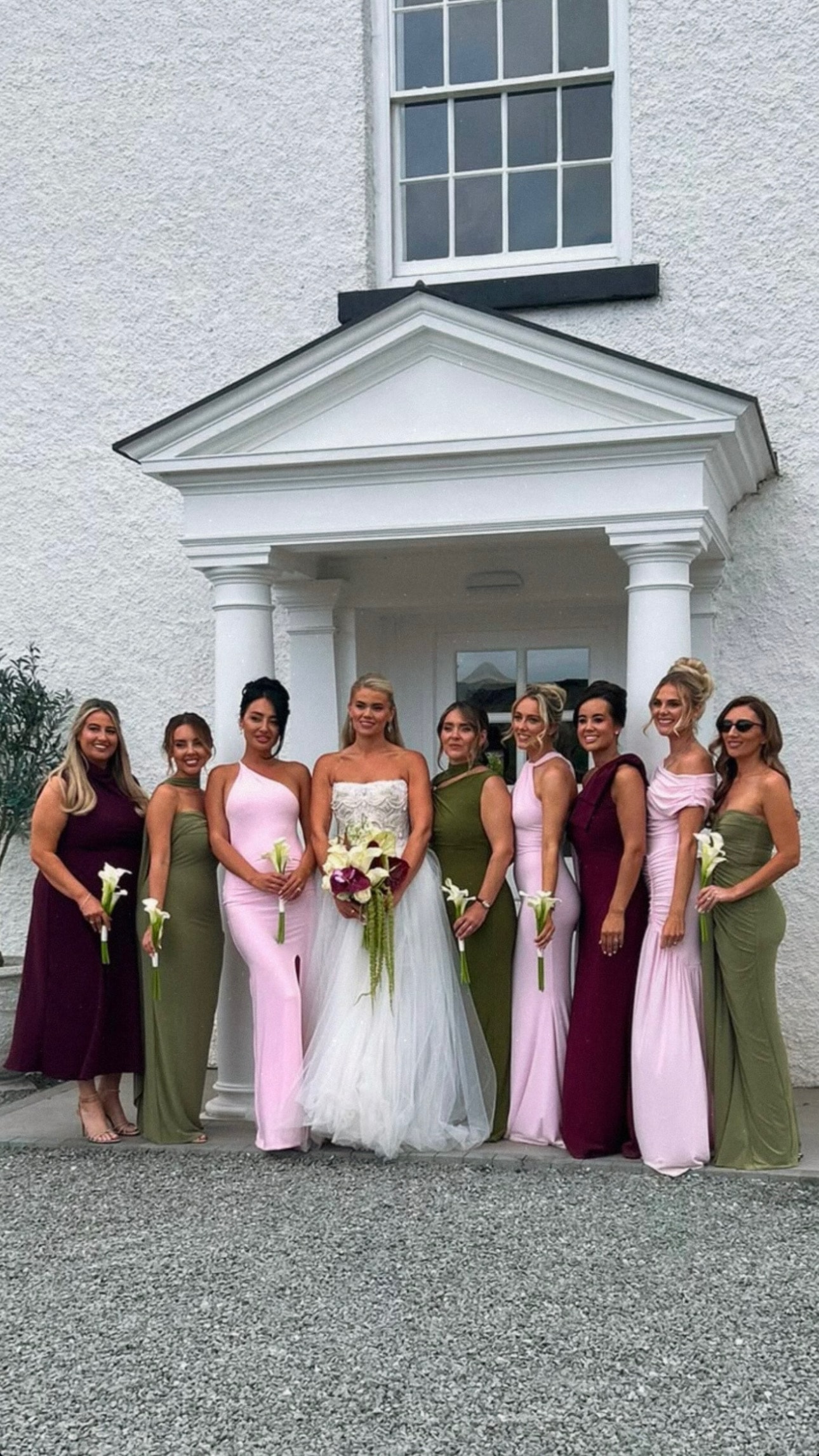 Bride and bridesmaids at wedding venue