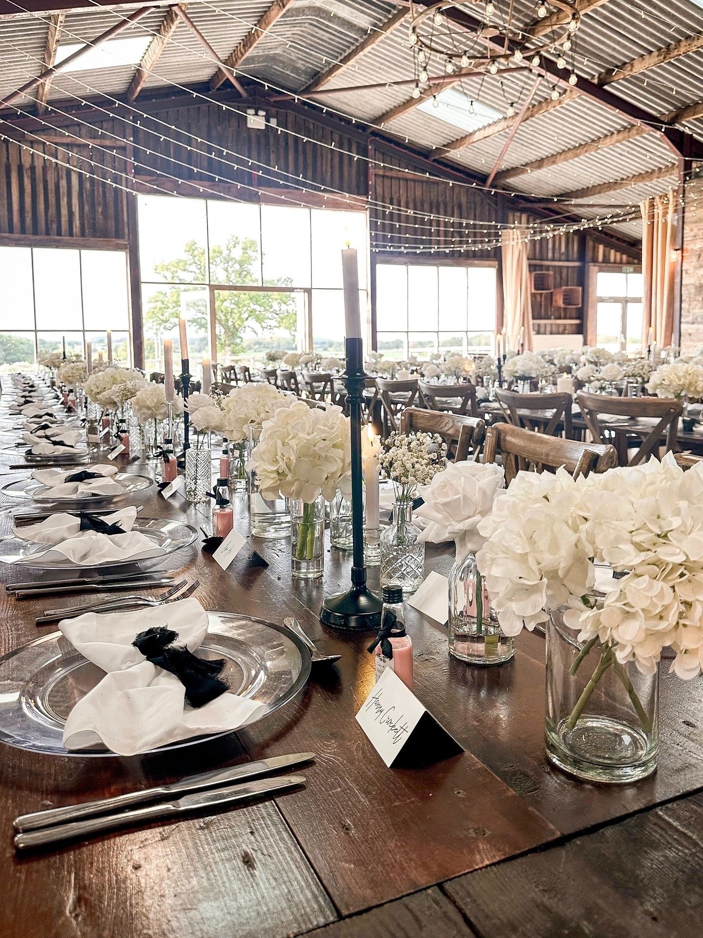Wedding venue draping with fairy lights